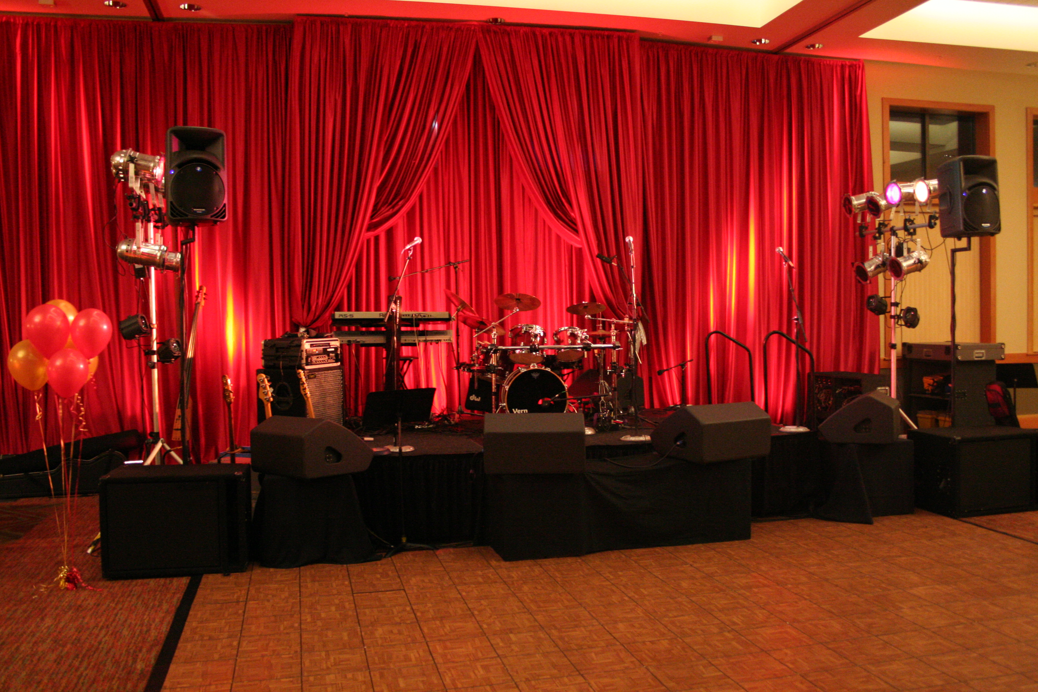 Red pipe and drape